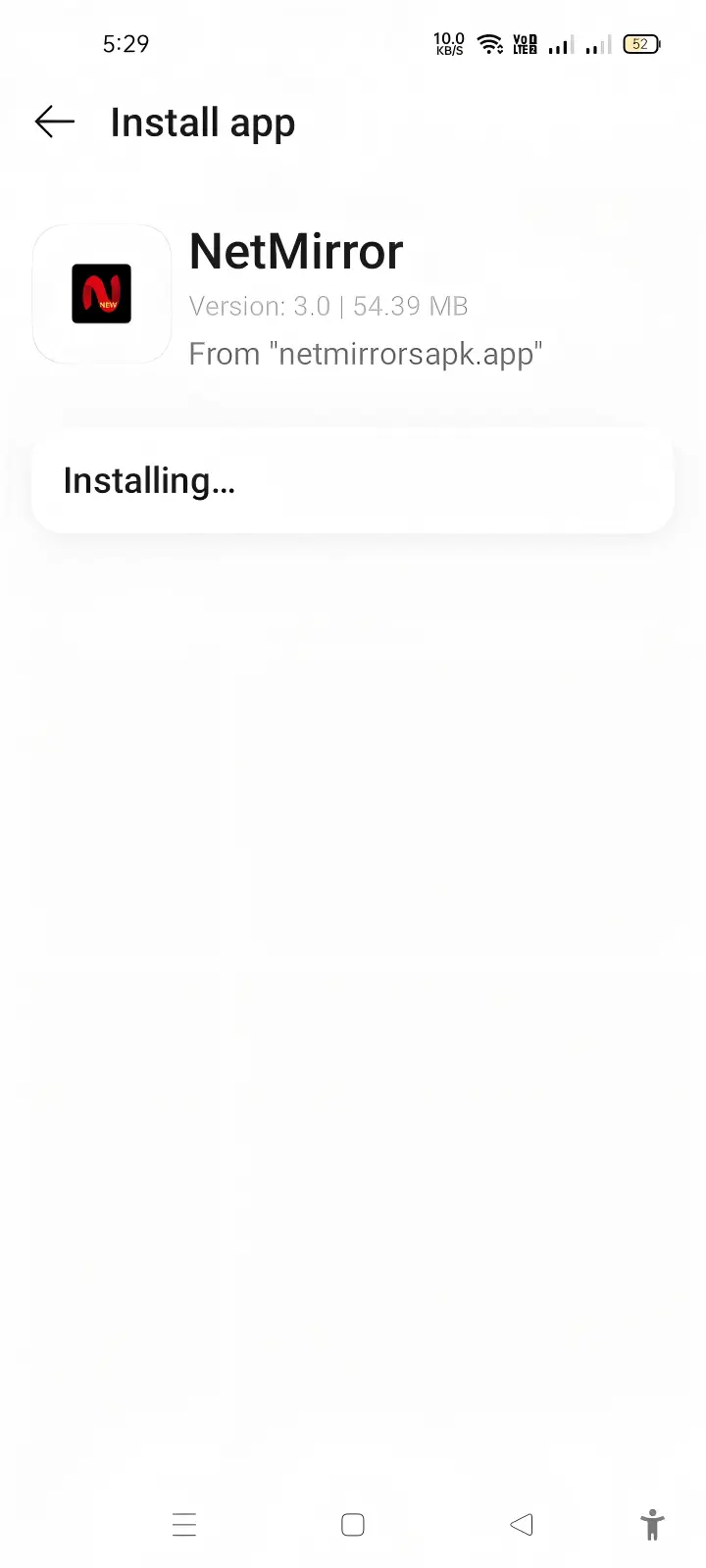 NetMirror installation in progress