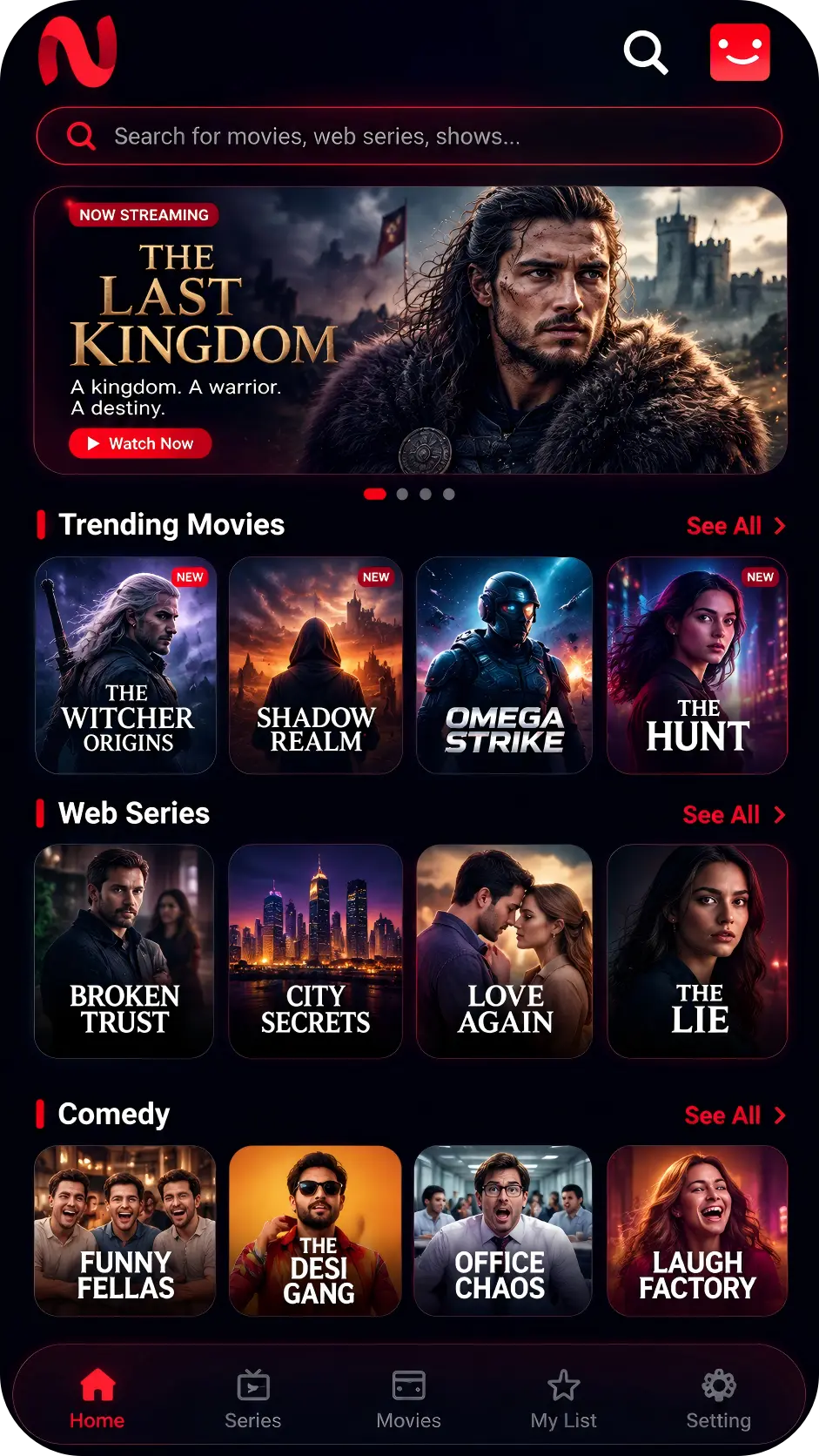 NetMirror movie categories